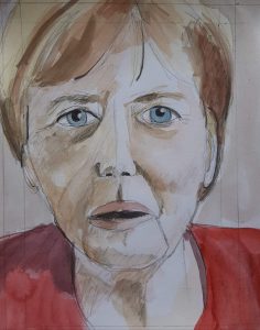 Watercolour of Angela Merkel